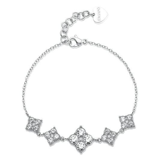 Bracciale Sagapò Gleam Acciaio 5 Fiorellini Cristalli
