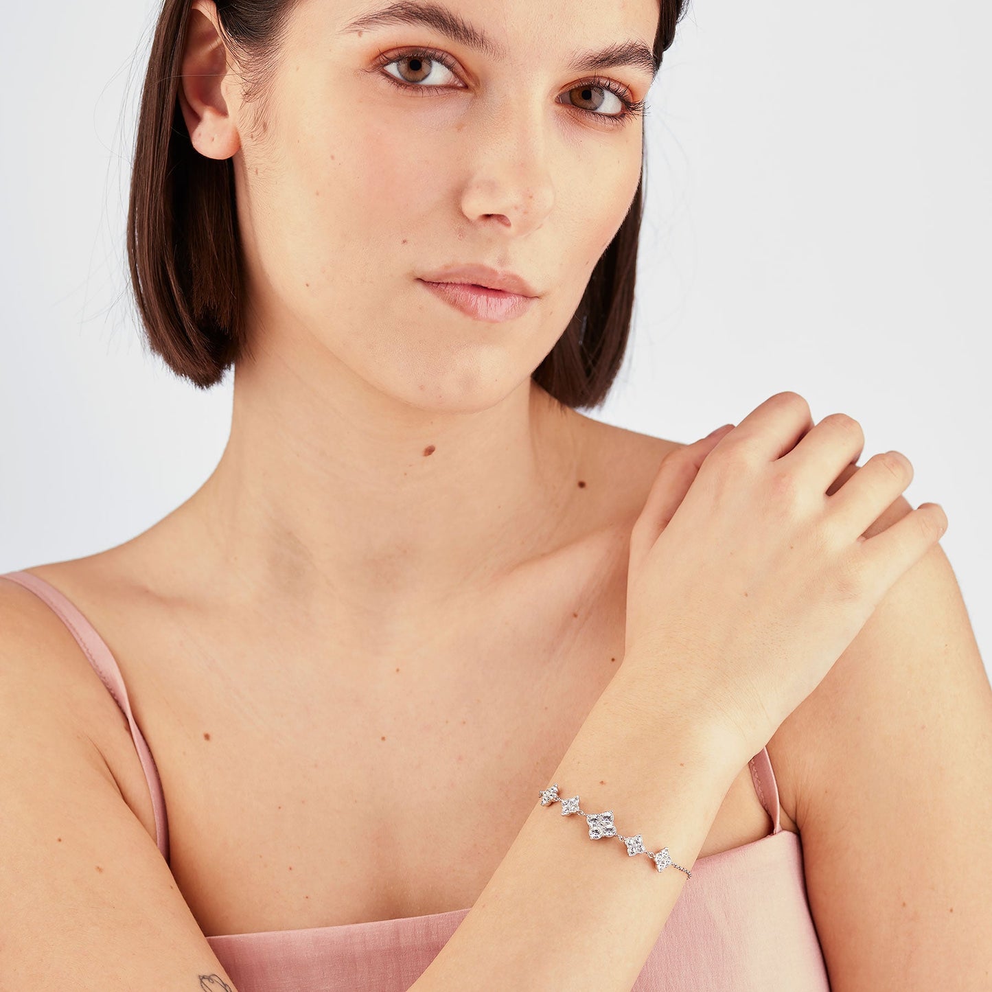 Bracciale Sagapò Gleam Acciaio 5 Fiorellini Cristalli