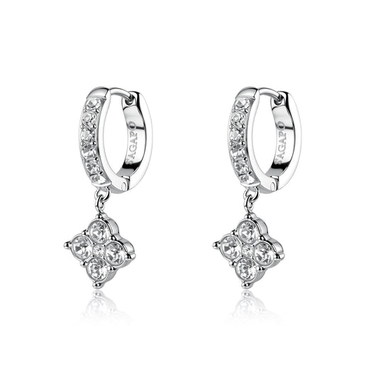 Orecchini Boccole con Pendente Sagapò Gleam Acciaio e Cubic Zirconia