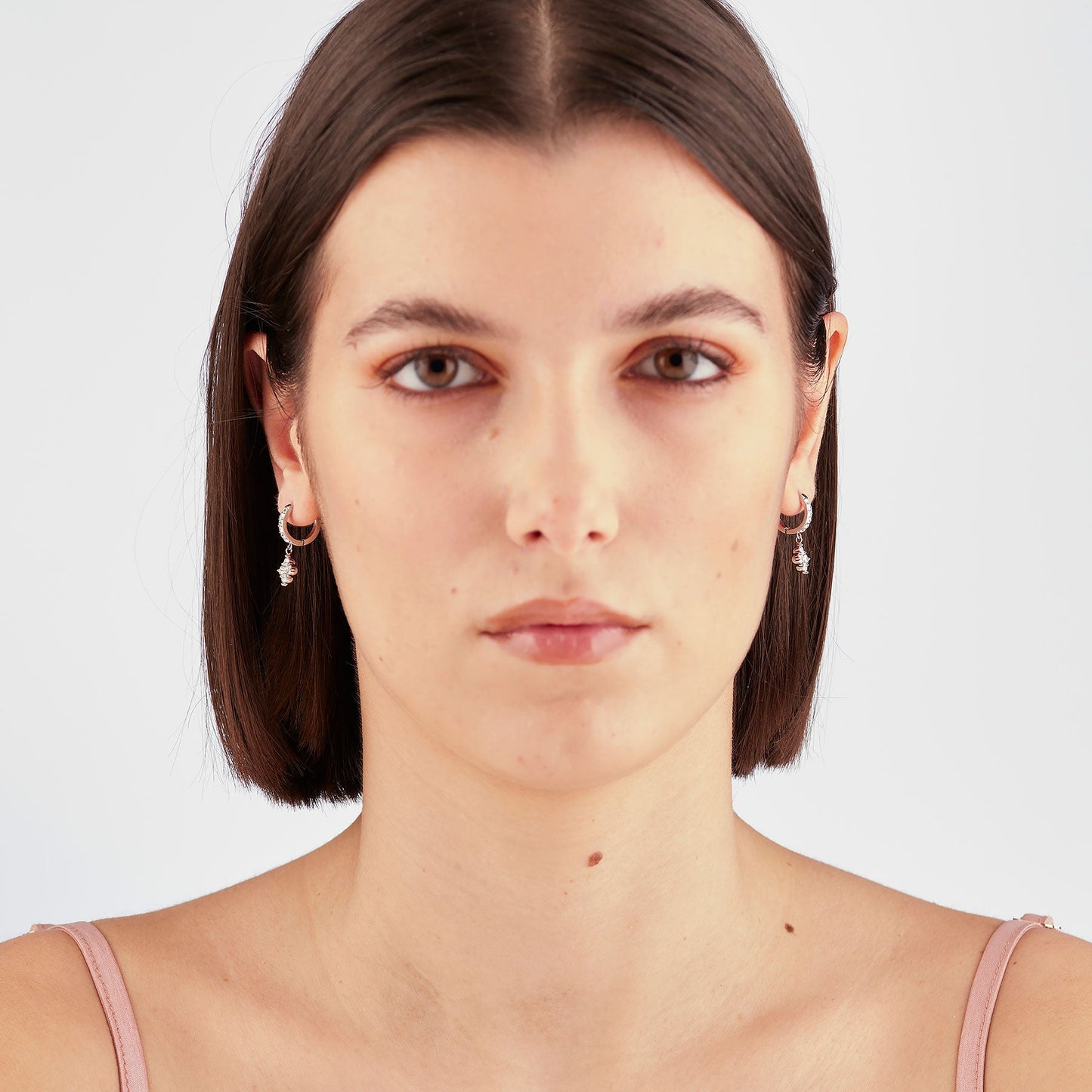 Orecchini Boccole con Pendente Sagapò Gleam Acciaio e Cubic Zirconia