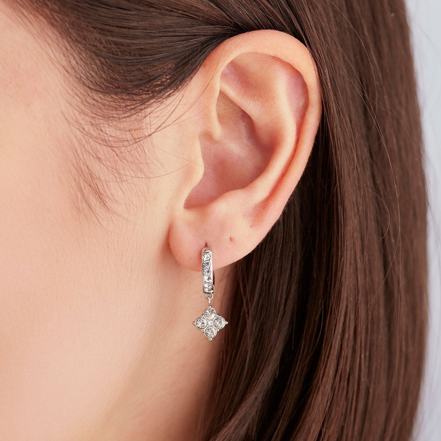 Orecchini Boccole con Pendente Sagapò Gleam Acciaio e Cubic Zirconia