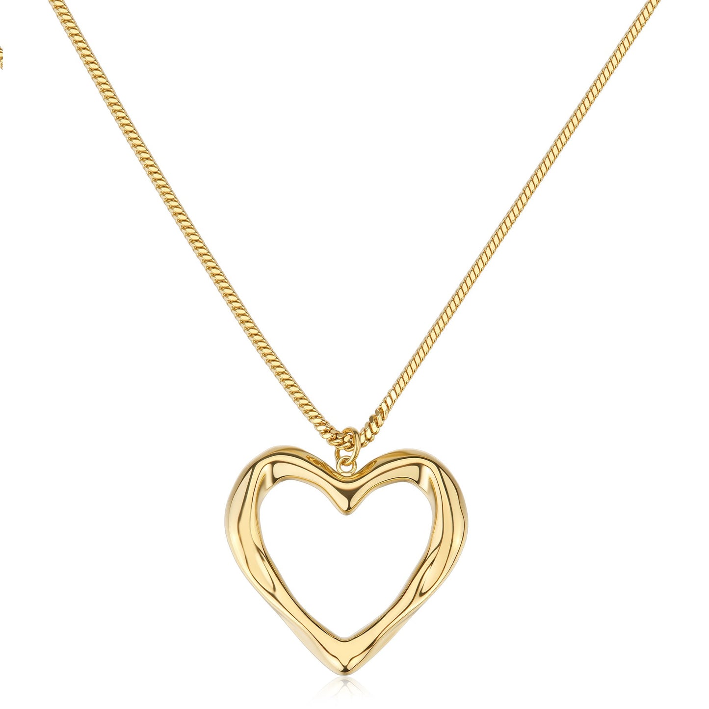 Collana Sagapò Emotion Pvd Oro Pendente Cuore Martellato