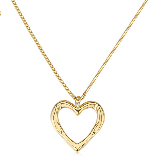 Collana Sagapò Emotion Pvd Oro Pendente Cuore Martellato