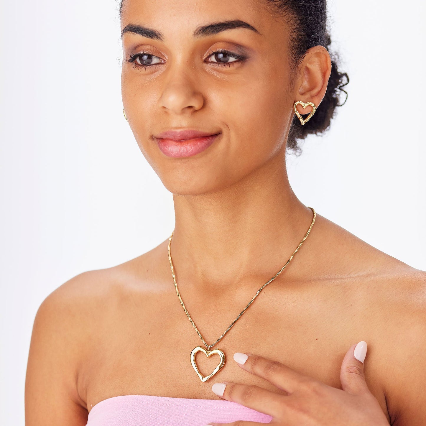 Collana Sagapò Emotion Pvd Oro Pendente Cuore Martellato