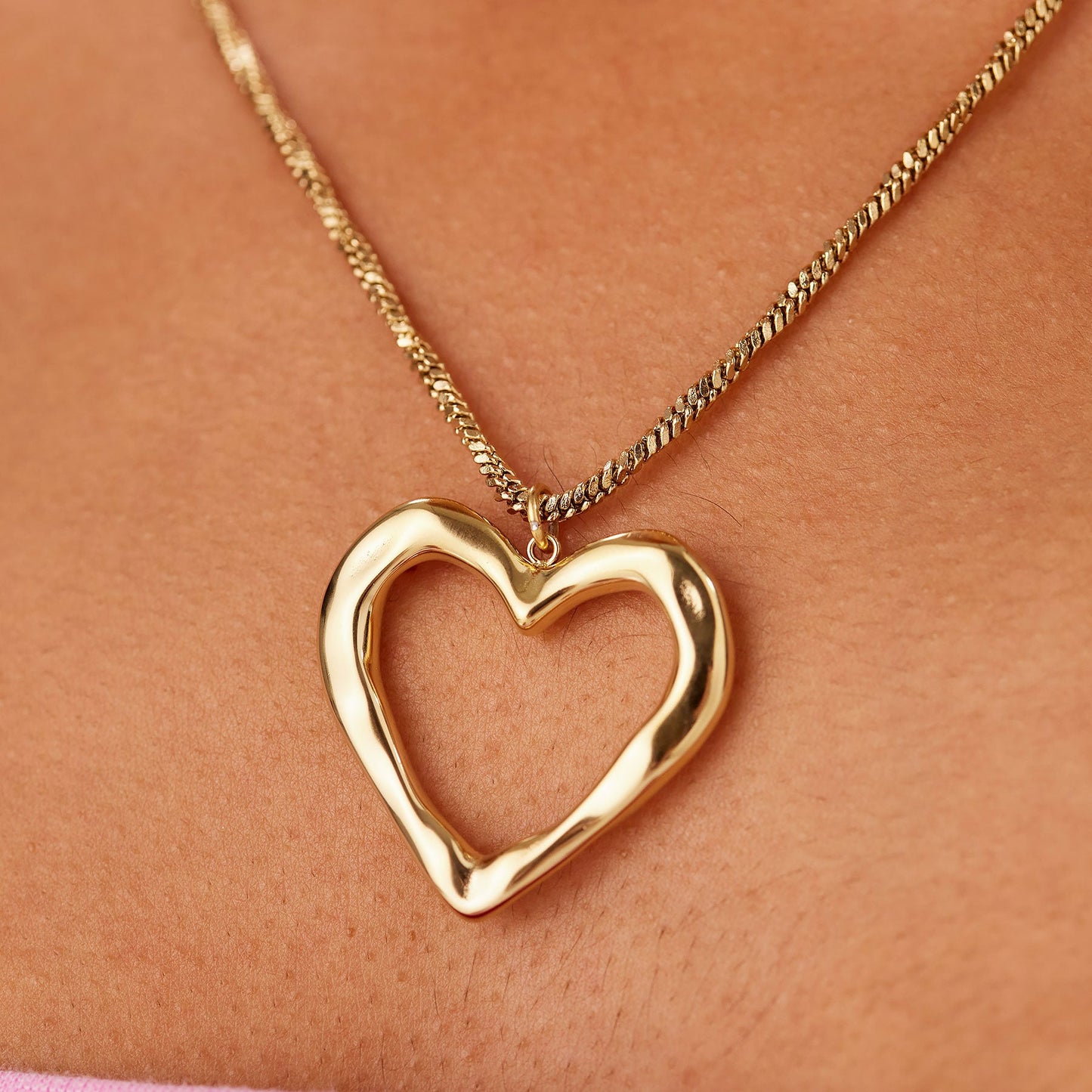 Collana Sagapò Emotion Pvd Oro Pendente Cuore Martellato