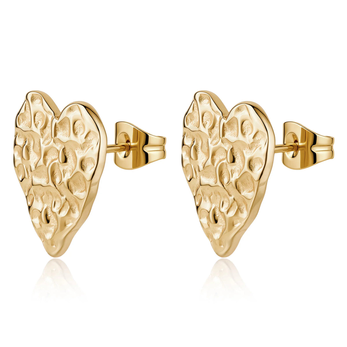 Orecchini Lobo Sagapò Emotion Acciaio Pvd Oro Cuore Grande Con Texture Martellata