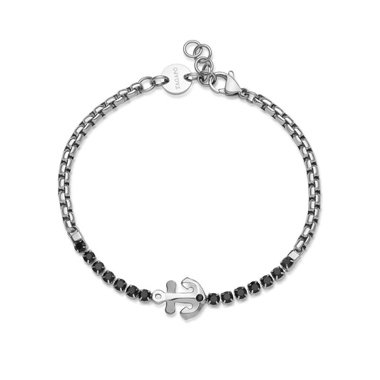 Bracciale Sagapò Nautika Ancora e Zirconi Neri