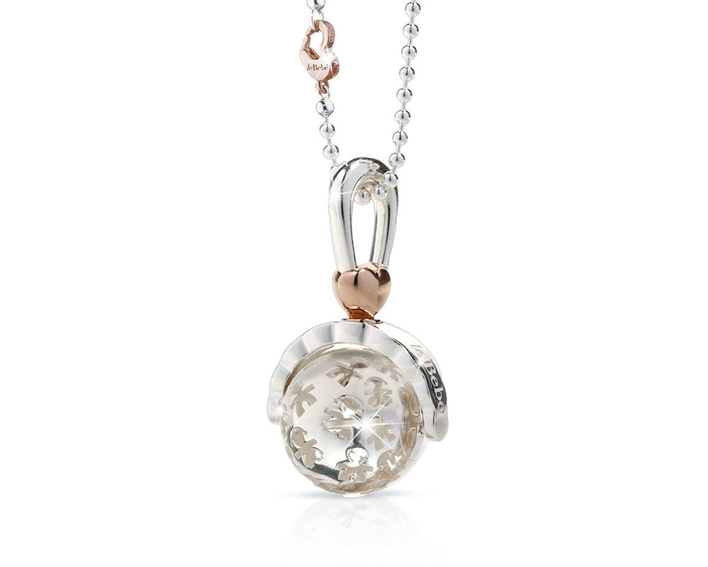 Collana Lebebé Suonamore Argento Pendente Sonaglino Traforato Bimbi e Cuori