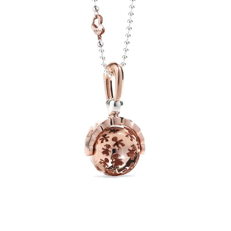 Collana leBebé Suonamore Argento Pendente Sonaglino Rosato con diamante