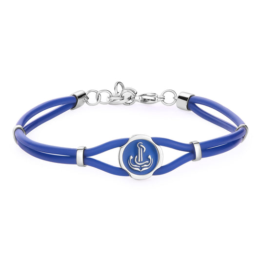 Bracciale Sagapò Panama Uomo In Gomma Blu Finiture In Acciaio