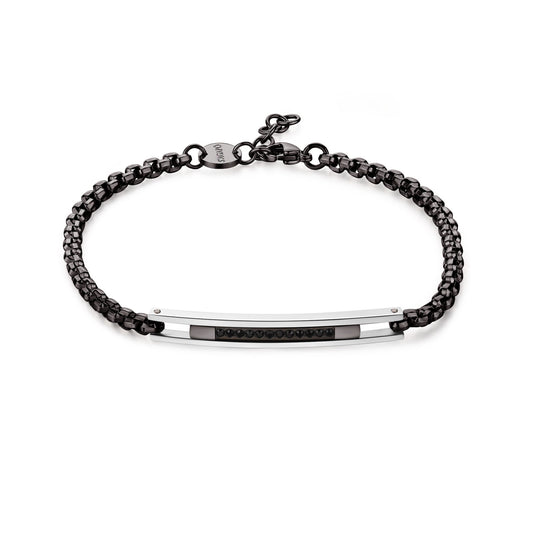 Bracciale Sagapò Proud Uomo Pvd Nero Cristalli Neri