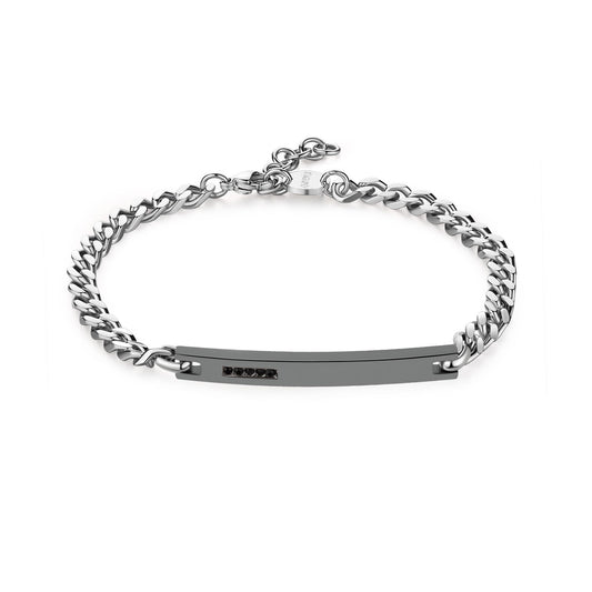 Bracciale Sagapò Proud Uomo In Acciaio Cristalli Neri