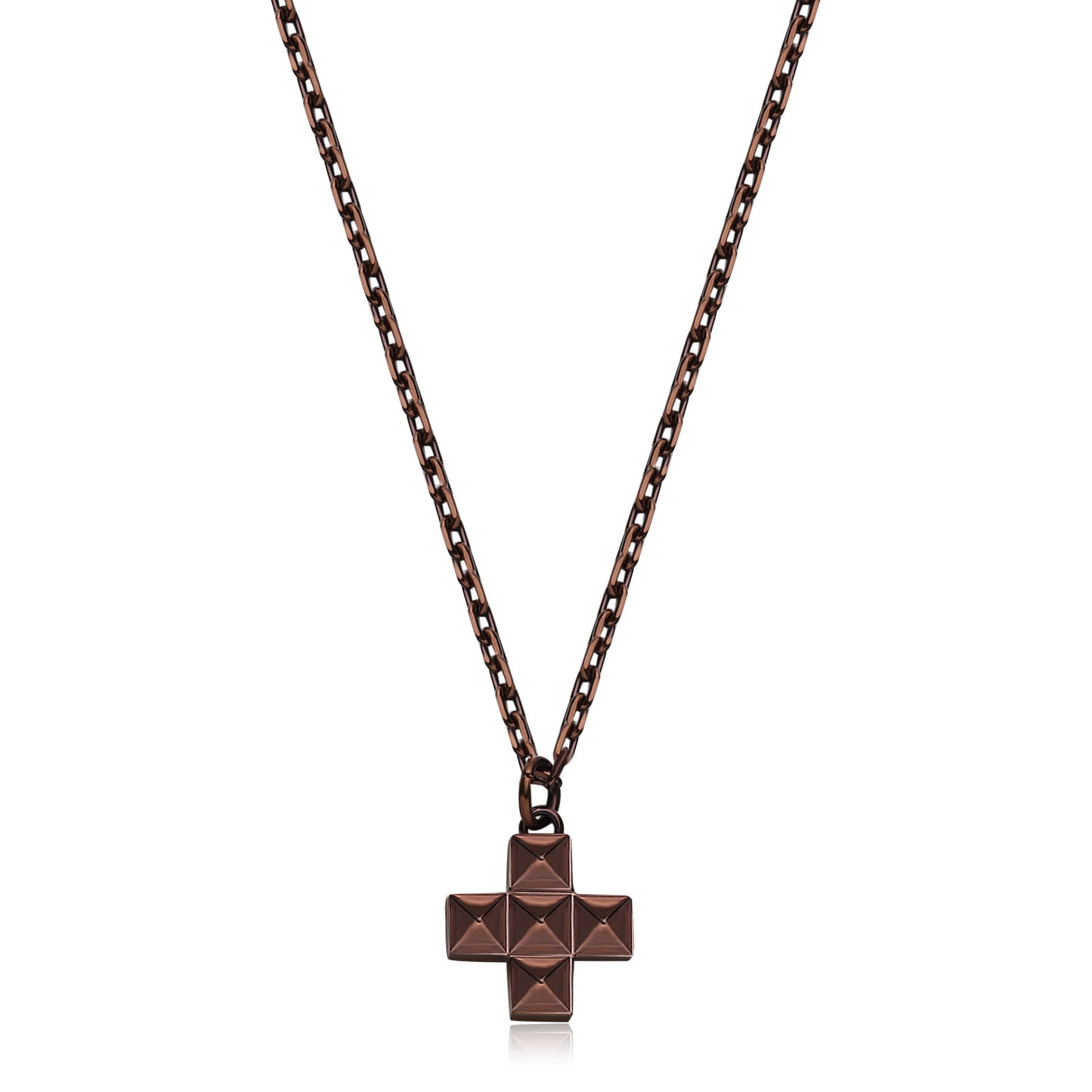 Collana Uomo Sagapò Proud Acciaio Pvd Marrone Pendente Croce