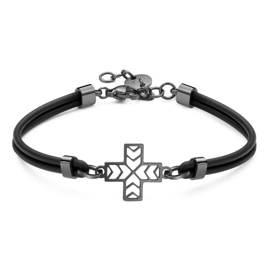 Bracciale Sagapò Rebel Uomo Gomma e Croce Traforata