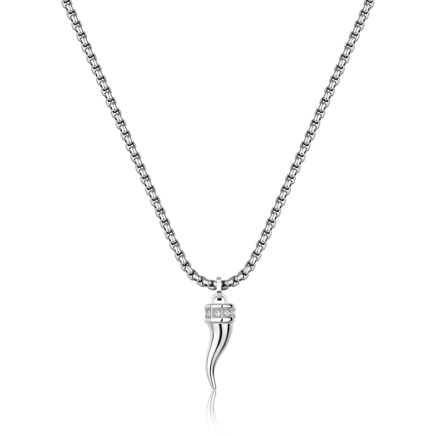 Collana Uomo Sagapò Rogue Acciaio Con Pendente Corno Cristalli