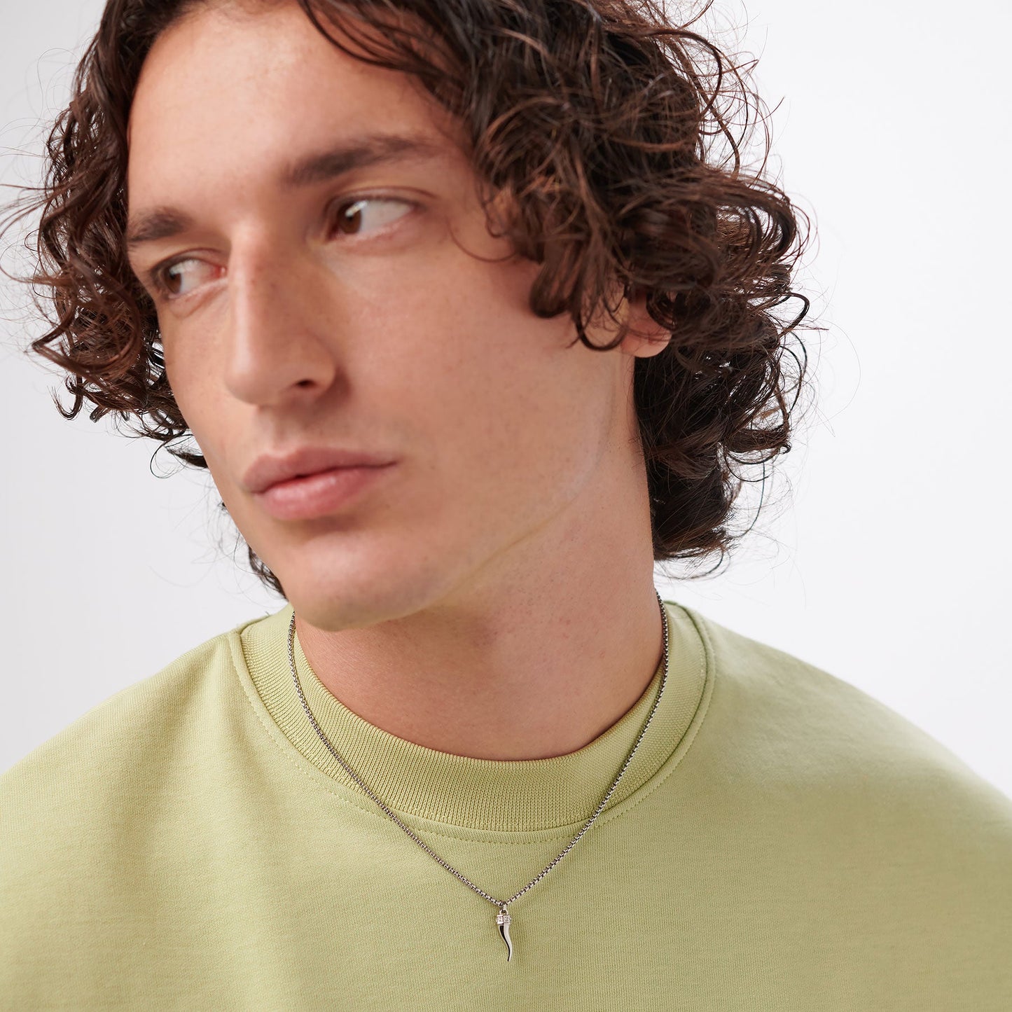 Collana Uomo Sagapò Rogue Acciaio Con Pendente Corno Cristalli