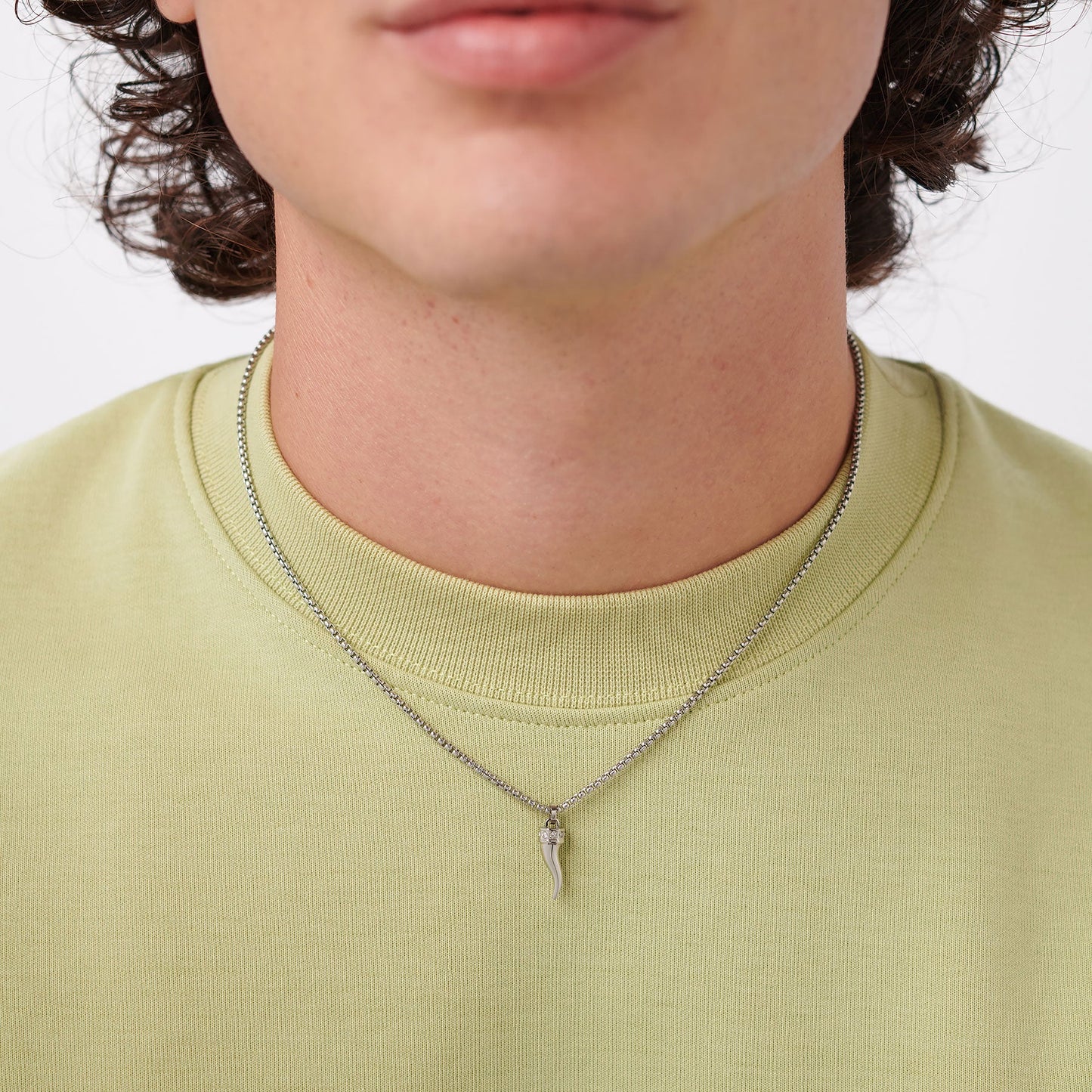 Collana Uomo Sagapò Rogue Acciaio Con Pendente Corno Cristalli