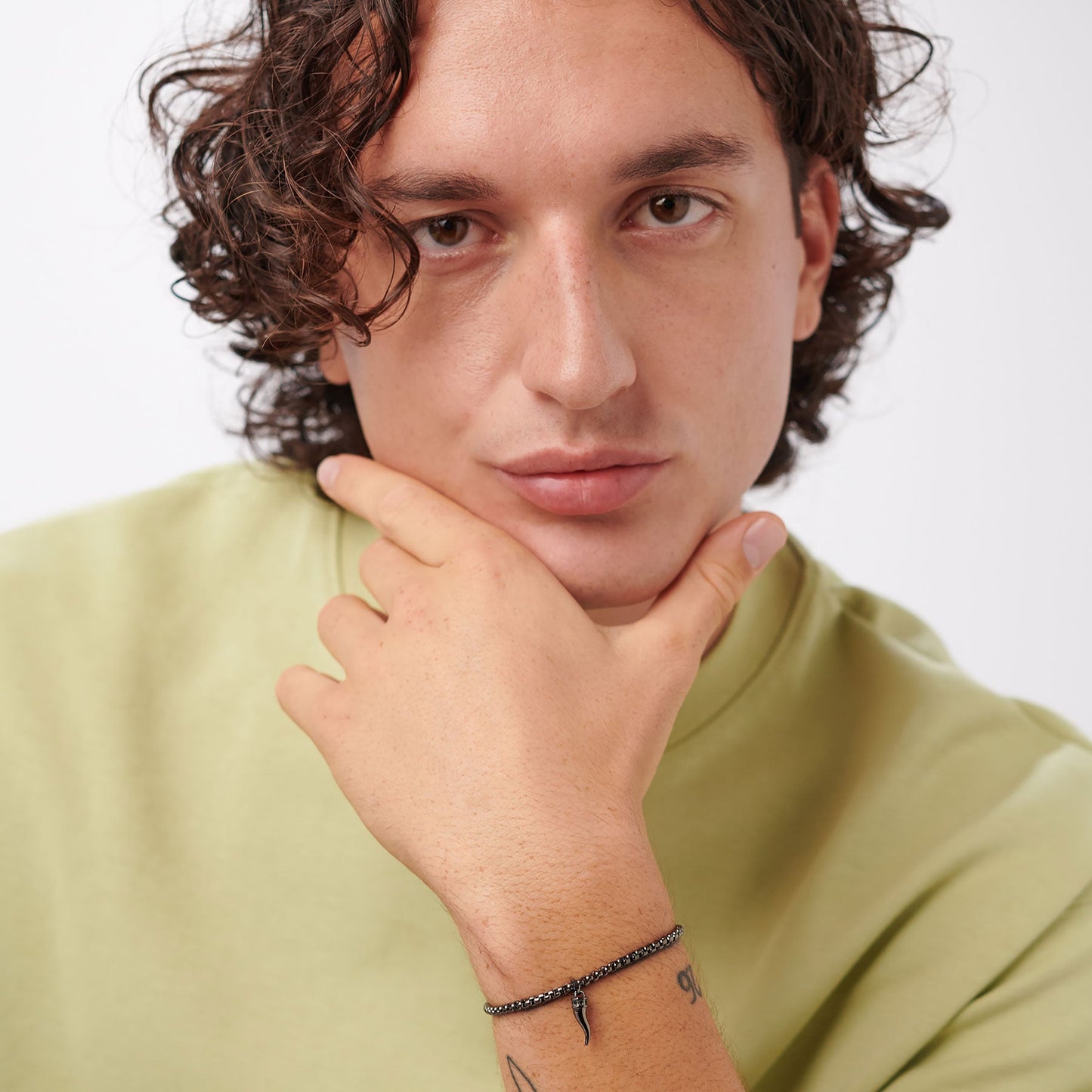 Bracciale Uomo Sagapò Rogue Pvd Nero Con Pendente Corno Cristalli Neri