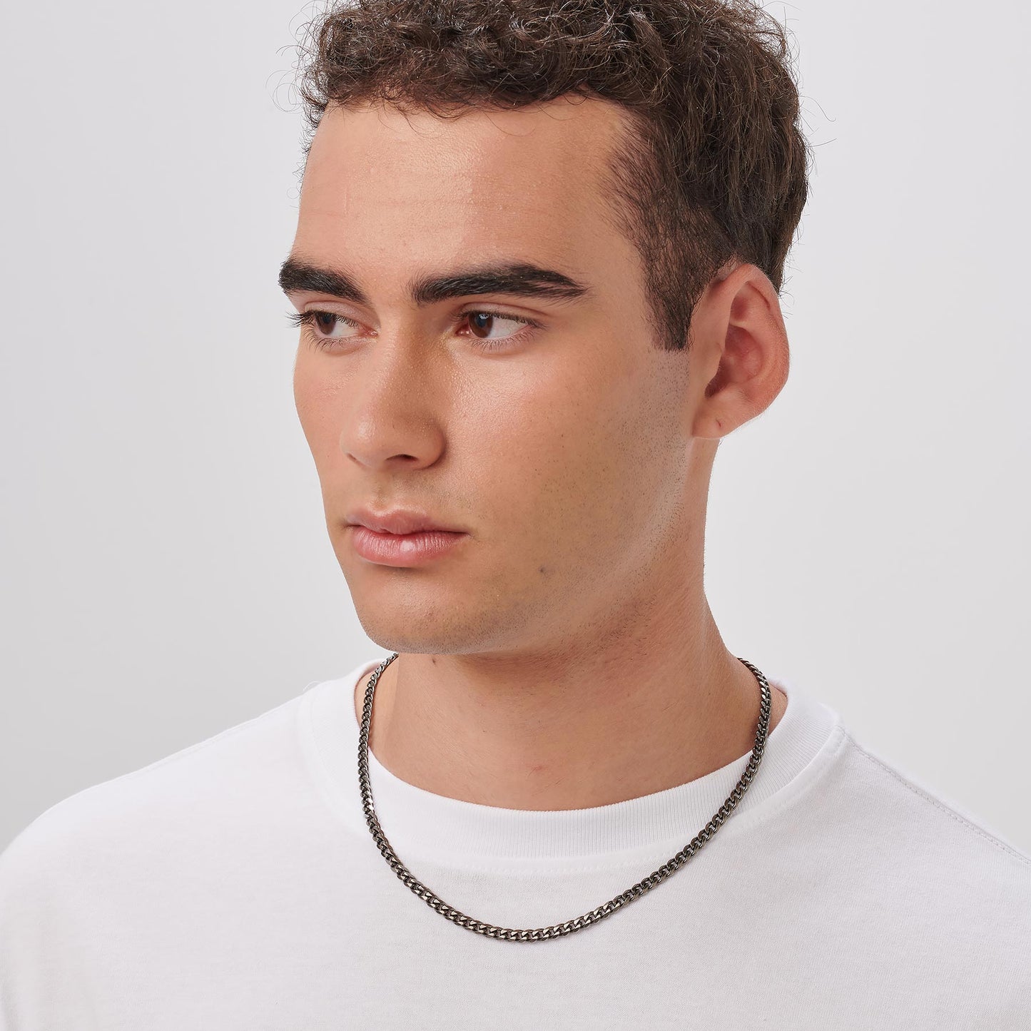 Collana Sagapò Ripple Girocollo Uomo In Acciaio Brunito Catena Grumetta