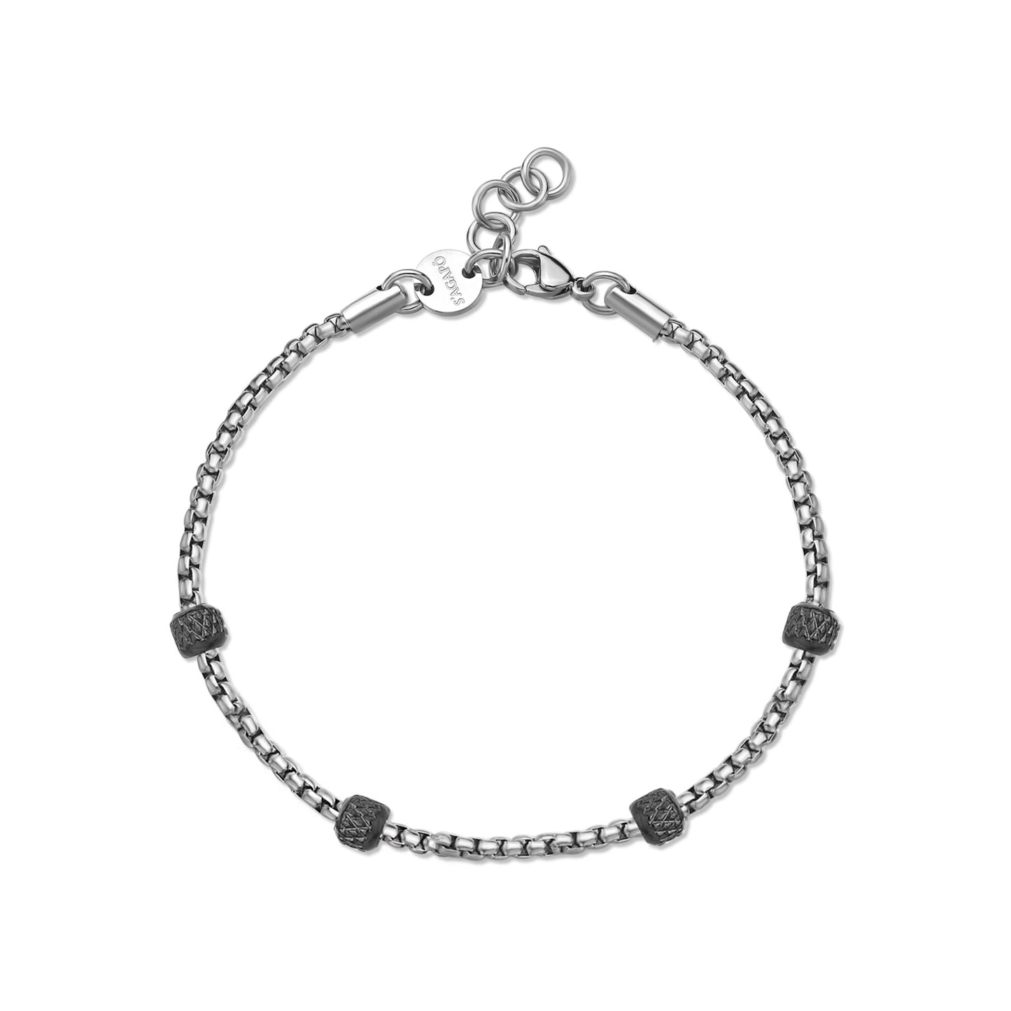 Bracciale Sagapò Ripple Bracciale Uomo Catena In Acciaio Con Elemento Pvd Rutenio