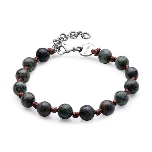 Bracciale Sagapò Riot Uomo Cordino Marrone e Turchese Africano