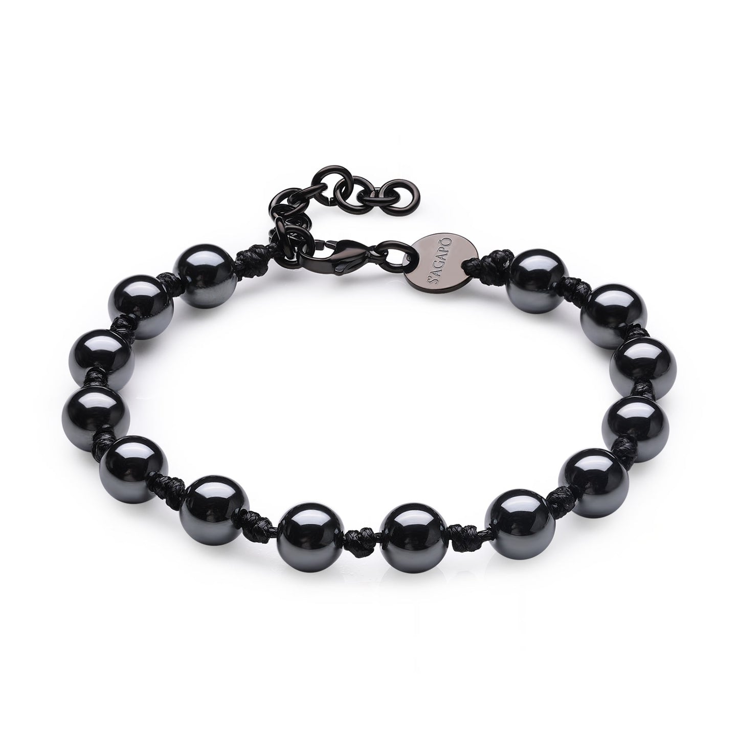 Bracciale Sagapò Riot Uomo Cordino Nero Ematite