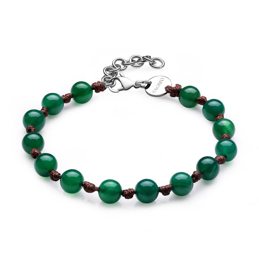 Bracciale Sagapò Riot Uomo Cordino Marrone Agata Verde