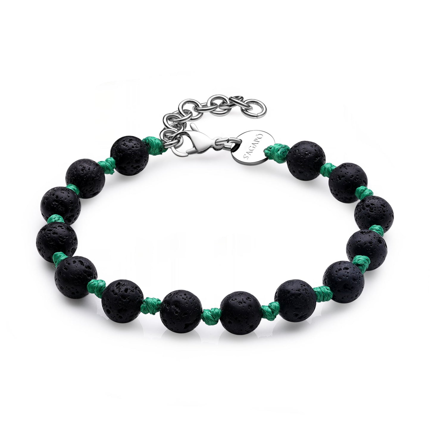 Bracciale Sagapò Riot Uomo Cordino Verde Lava Stone