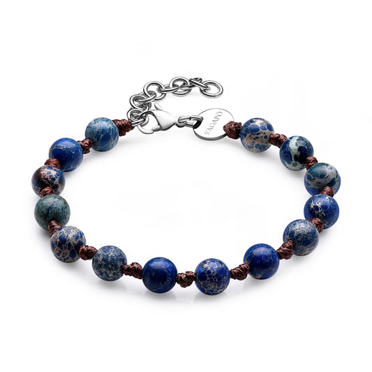 Bracciale Sagapò Riot Uomo Cordino Marrone Lapislazzuli