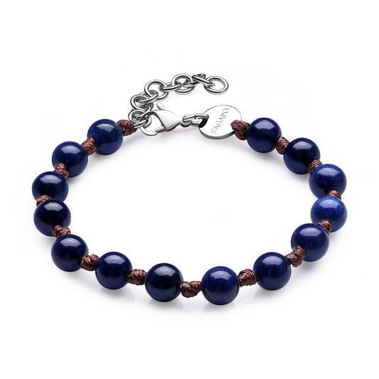 Bracciale Sagapò Riot Uomo Cordino Marrone Sodalite Blu