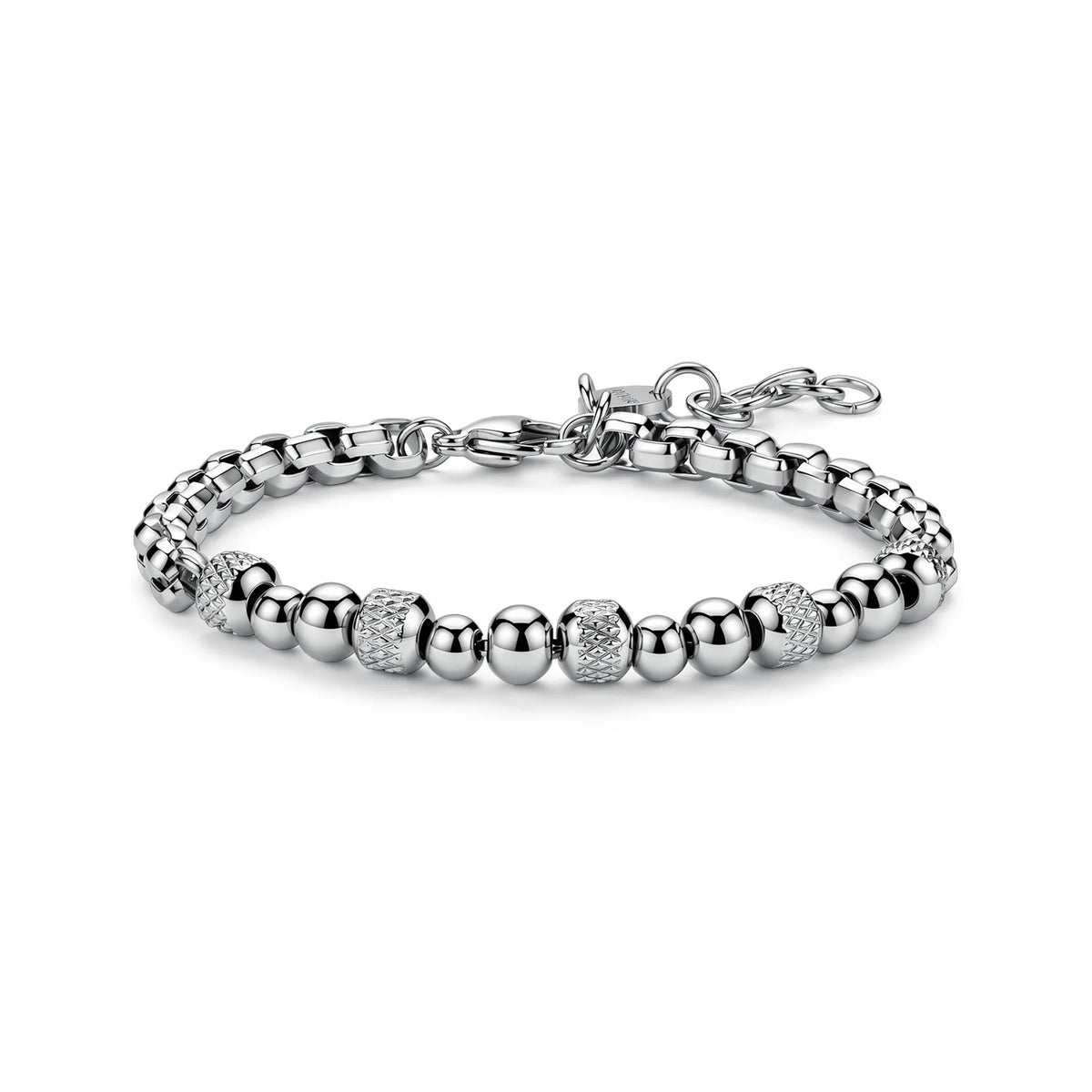 Bracciale Sagapò Riot Acciaio Catena A Maglia Veneziana Sfere Ed Elementi Puntinati