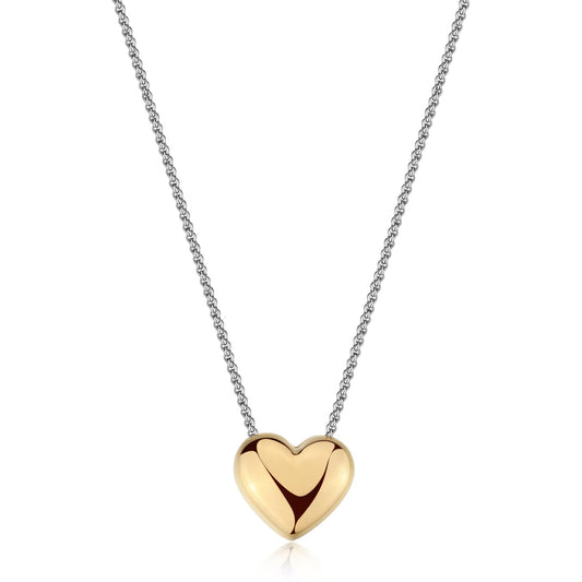 Collana Sagapò Stellar Acciaio Pendente Cuore Bombato Pvd Oro