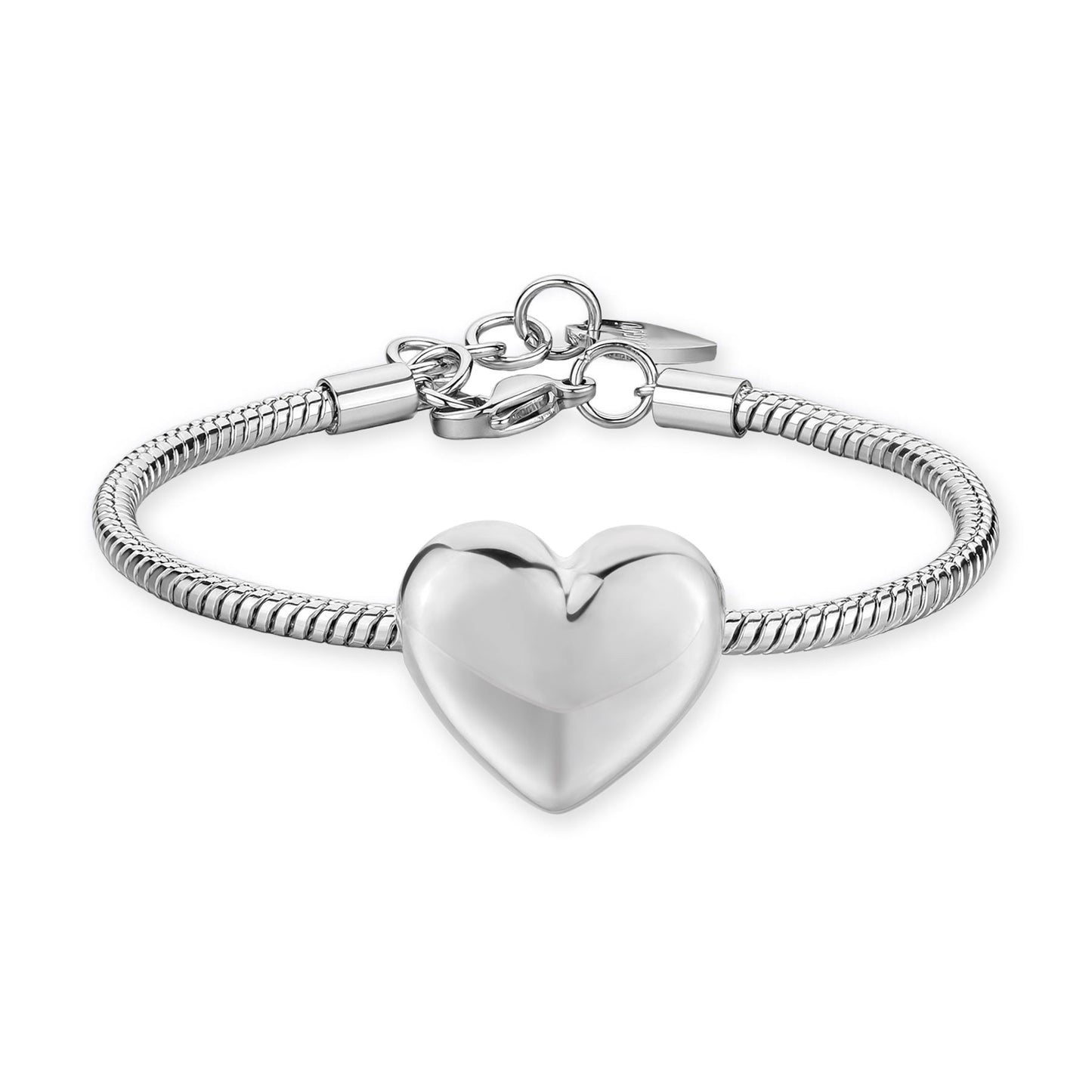 Bracciale Sagapò Stellar Acciaio Maglia Coda Di Topo Cuore Bombato Centrale