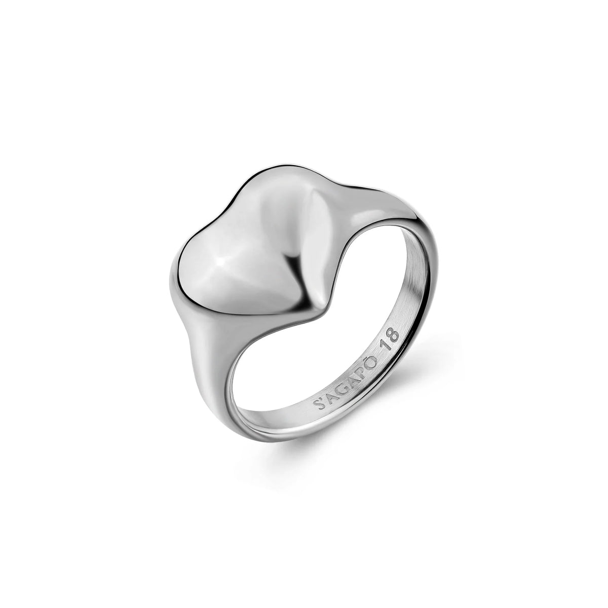 Anello Sagapò Stellar Acciaio Con Cuore Bombato - Misura 14