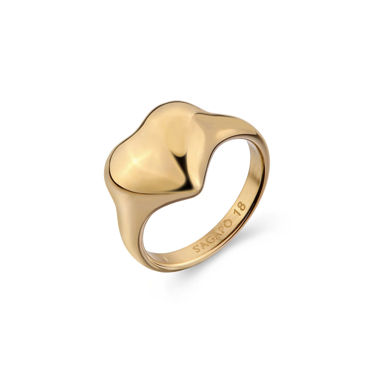 Anello Sagapò Stellar Acciaio Pvd Oro Con Cuore Bombato - Misura 12