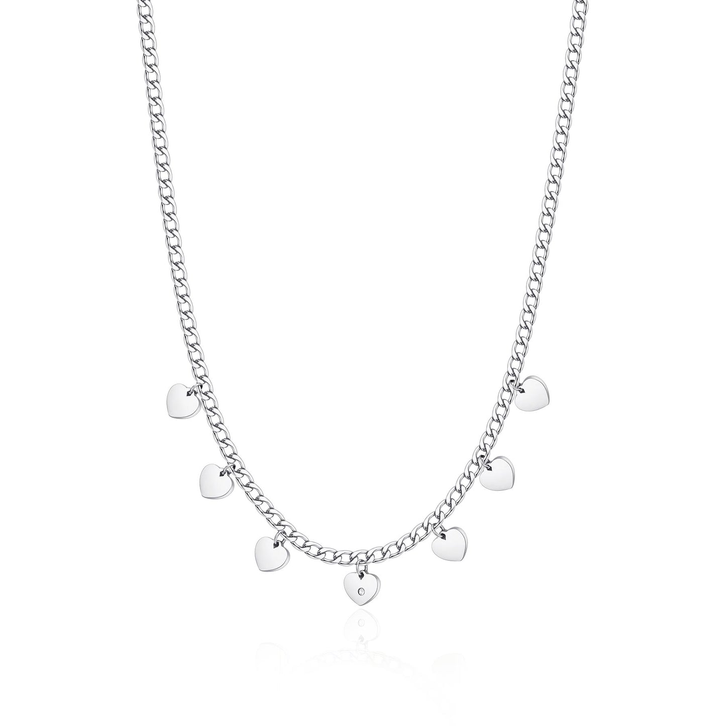Collana Sagapò Message Collana In Acciaio Grumetta Con Pendenti Cuori