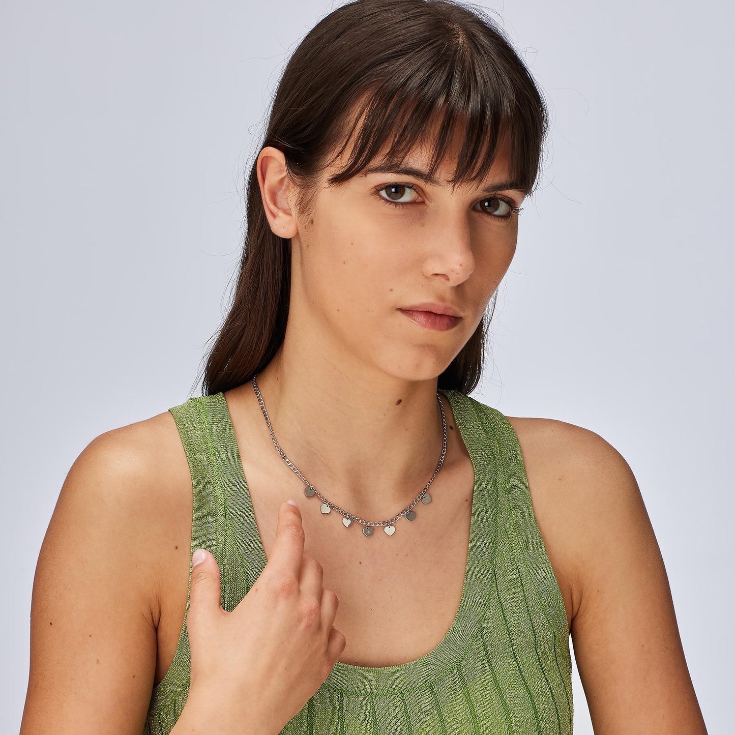 Collana Sagapò Message Collana In Acciaio Grumetta Con Pendenti Cuori