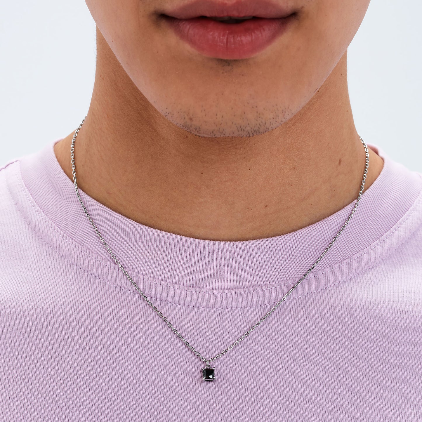 Collana Uomo Sagapò Tricky Acciaio Pendente Cubic Zirconia Nero
