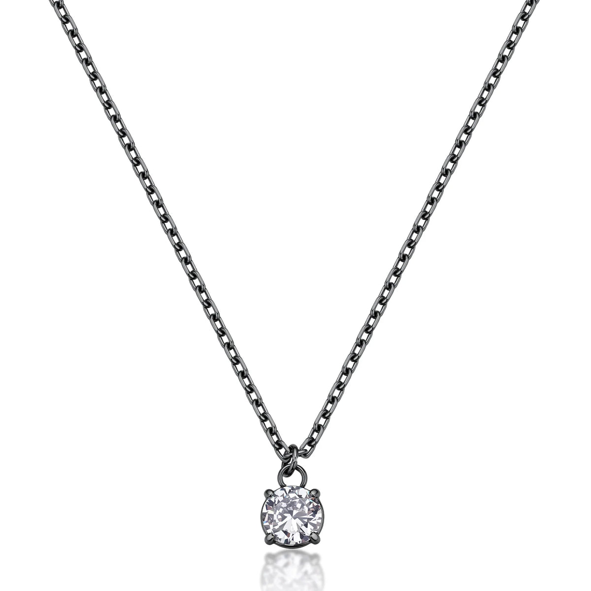 Collana Girocollo Sagapò Tricky Acciaio Pvd Rutenio Maglia Forzatina Con Cubic Zirconia