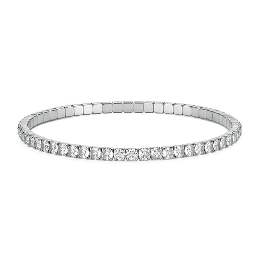 Bracciale Sagapò Tricky Tennis Elastico In Acciaio Con Cubic Zirconia