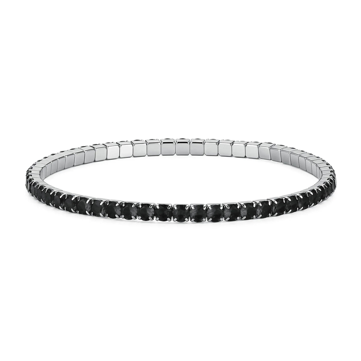 Bracciale Sagapò Tricky Tennis Elastico Acciaio Cubic Zirconia Neri