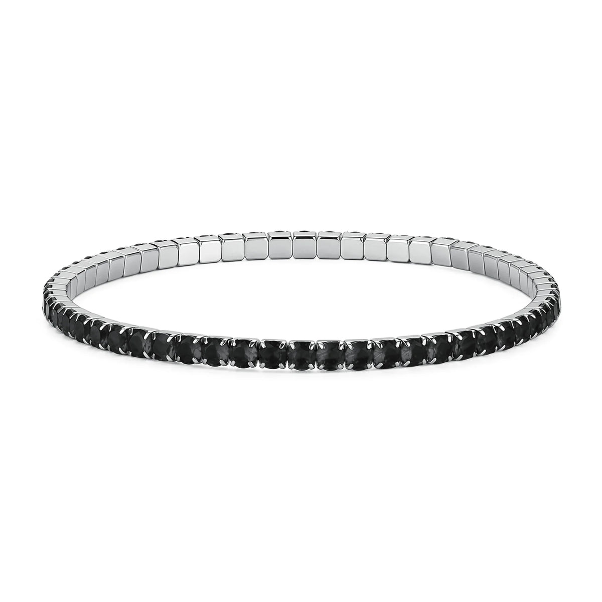 Bracciale Sagapò Tricky Tennis Elastico Acciaio Con Cubic Zirconia Neri
