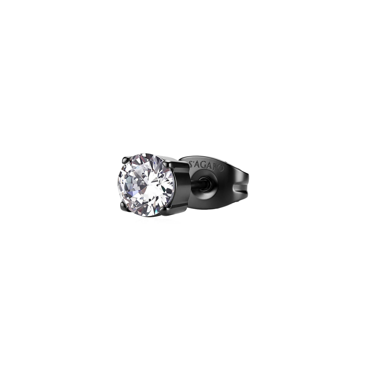 Monorecchino Lobo Sagapò Tricky Acciaio Pvd Rutenio Cubic Zirconia