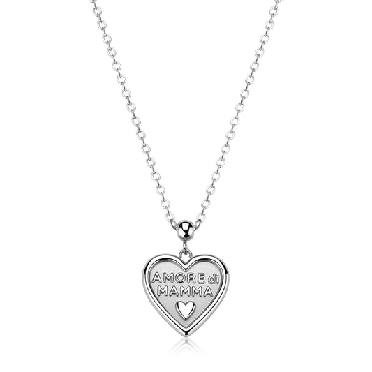 Collana Sagapò Duh Duh Acciaio Pendente Cuore "Amore Di Mamma"