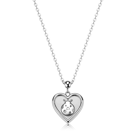 Collana Sagapò Duh Duh Acciaio Pendente Cuore e Coccinella