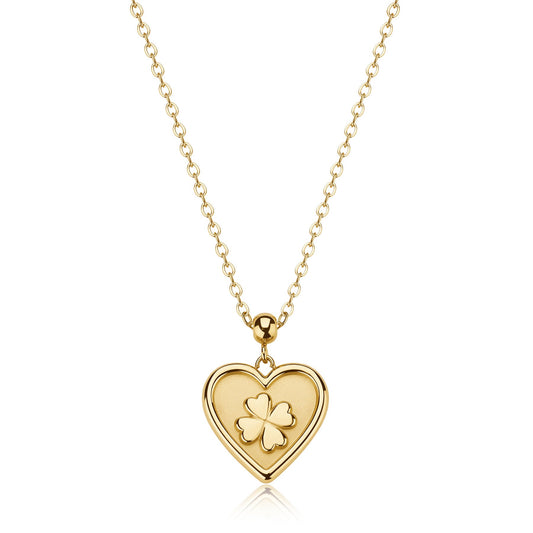 Collana Sagapò Duh Duh Pvd Oro Pendente Cuore e Quadrifoglio
