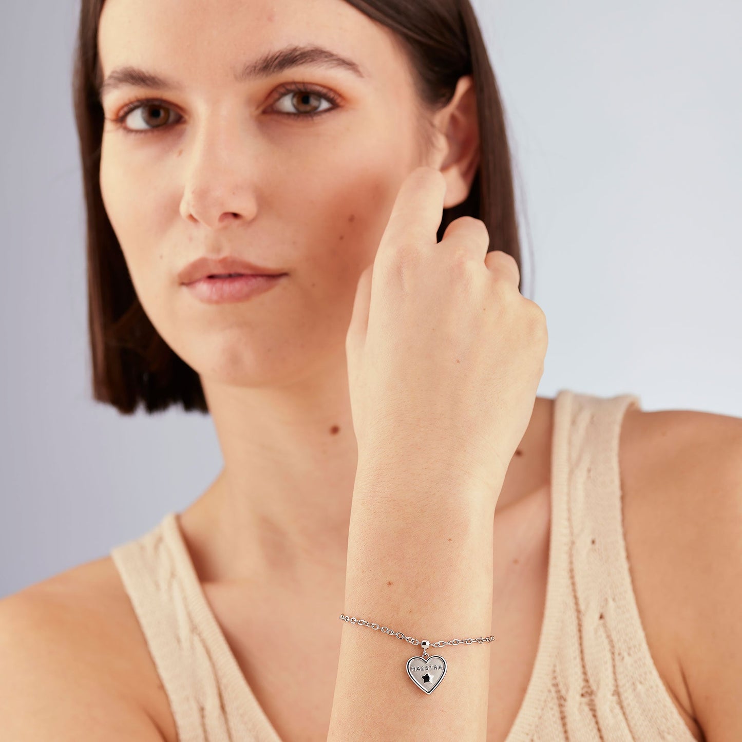 Bracciale Sagapò Duh Duh Acciaio Charm Cuore "Maestra"