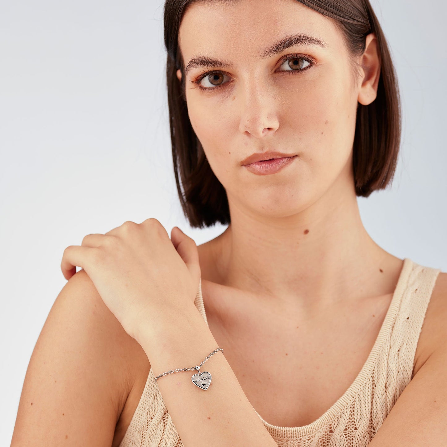 Bracciale Sagapò Duh Duh Acciaio Charm Cuore "Grazie"