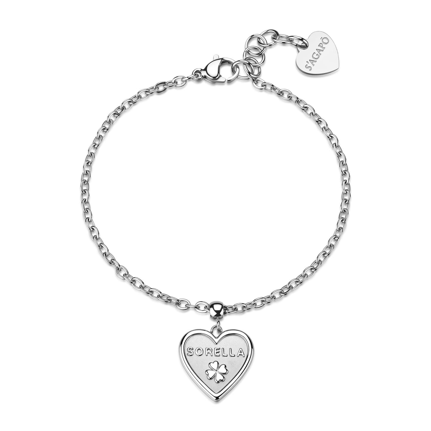 Bracciale Sagapò Duh Duh Acciaio Charm Cuore "Sorella"