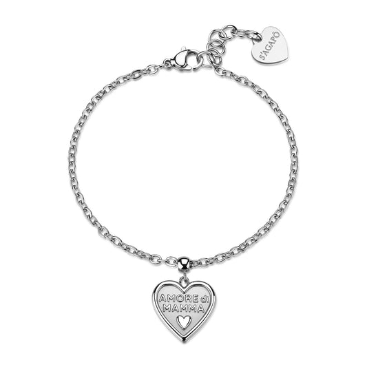 Bracciale Sagapò Duh Duh Acciaio Charm Cuore "Amore Di Mamma"